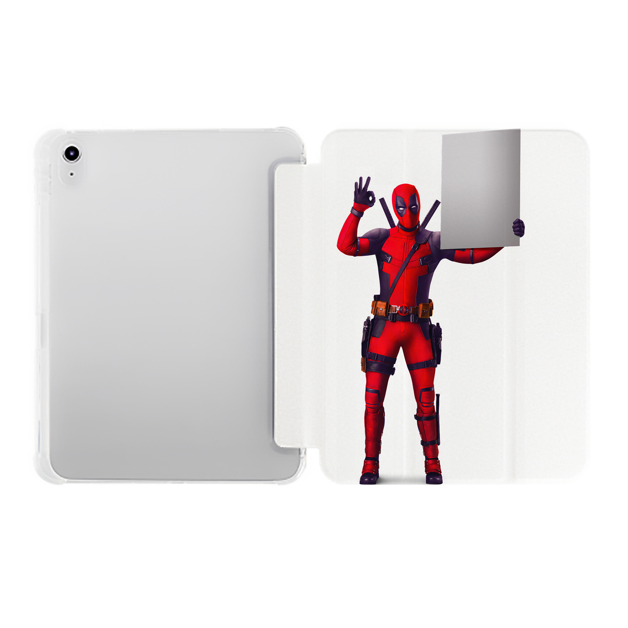 （画像用） Deadpool デッドプール IPad ケース ペン収納付き 三つ折りスタンド PUレザー×シリコン 対応機種9.5/10.5/10.9インチ